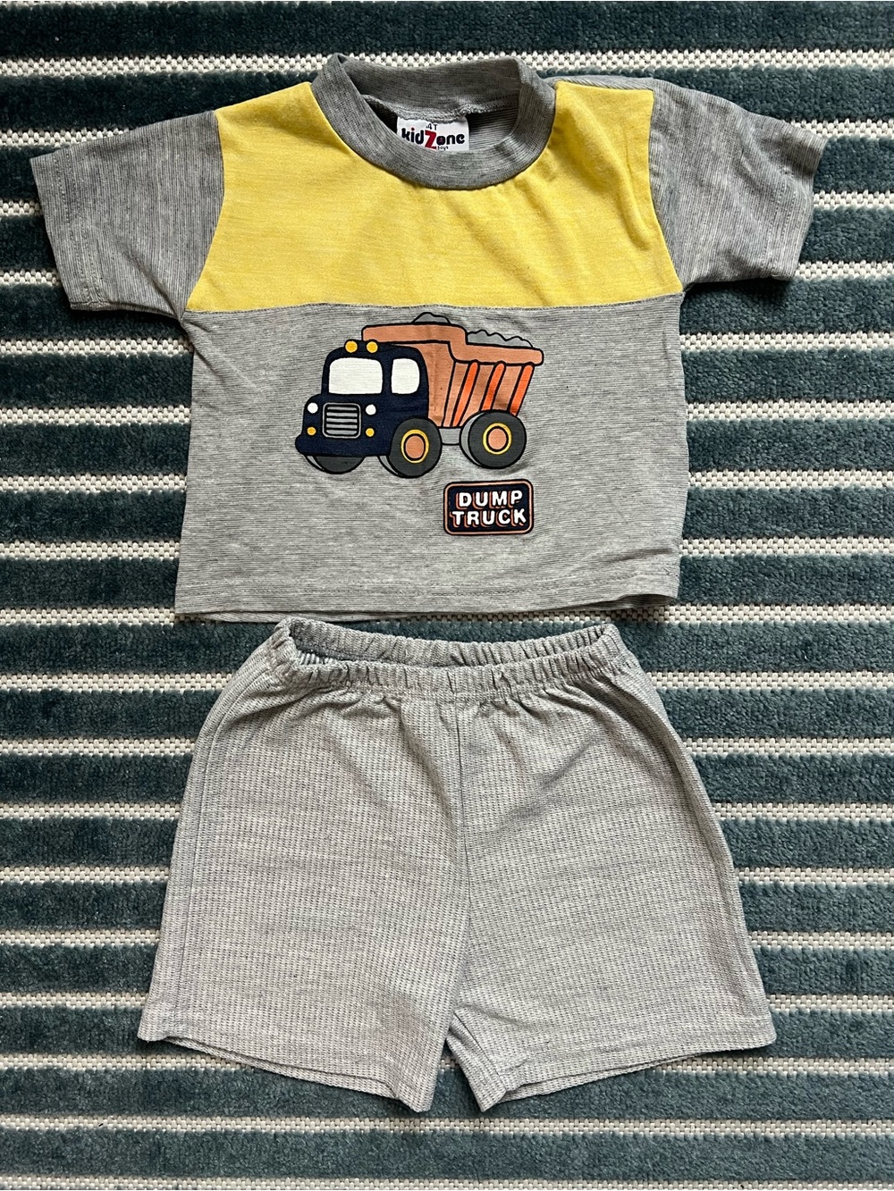 Vintage KidZone Boys Dump Truck Short Set
